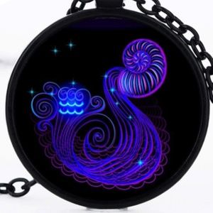 Necklace - Aquarius Zodiac Dreams Black